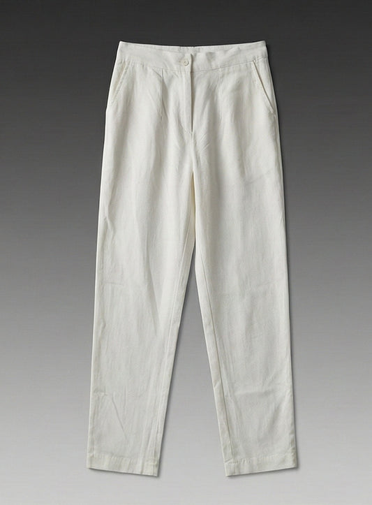 Essential Comfort: Straight-Leg Textured Cotton Trousers