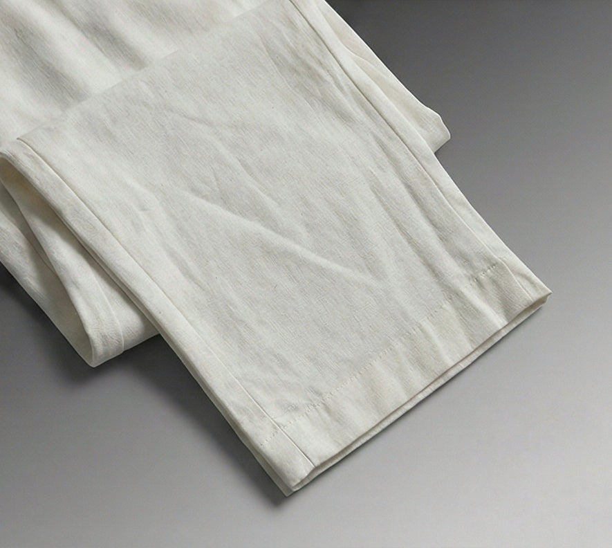 Essential Comfort: Straight-Leg Textured Cotton Trousers