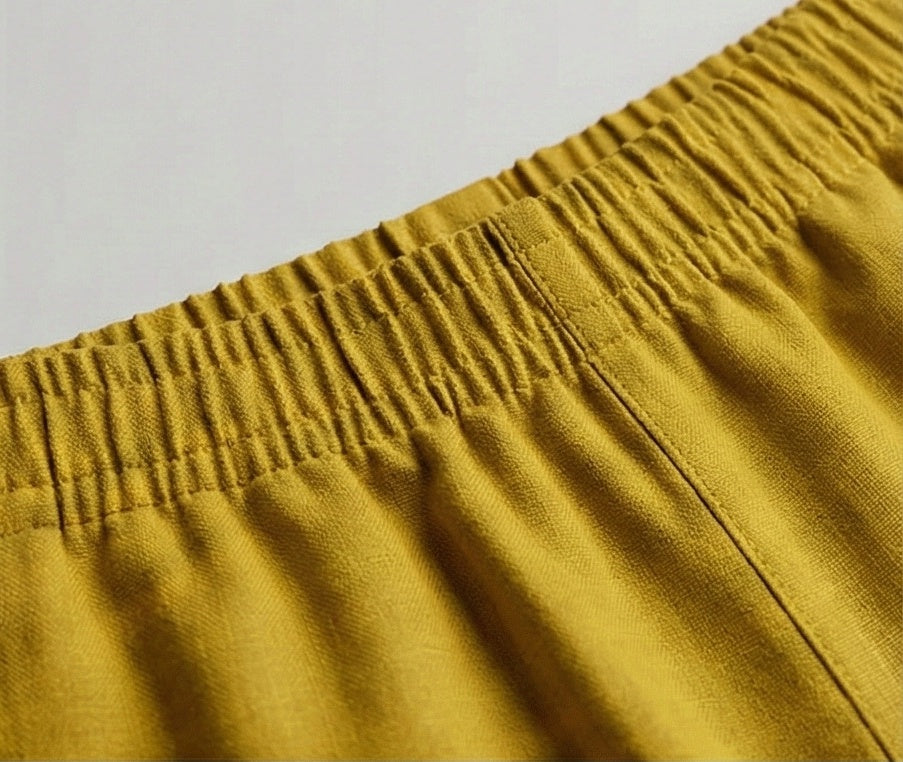 Golden Mustard Straight-Leg Cotton Trousers