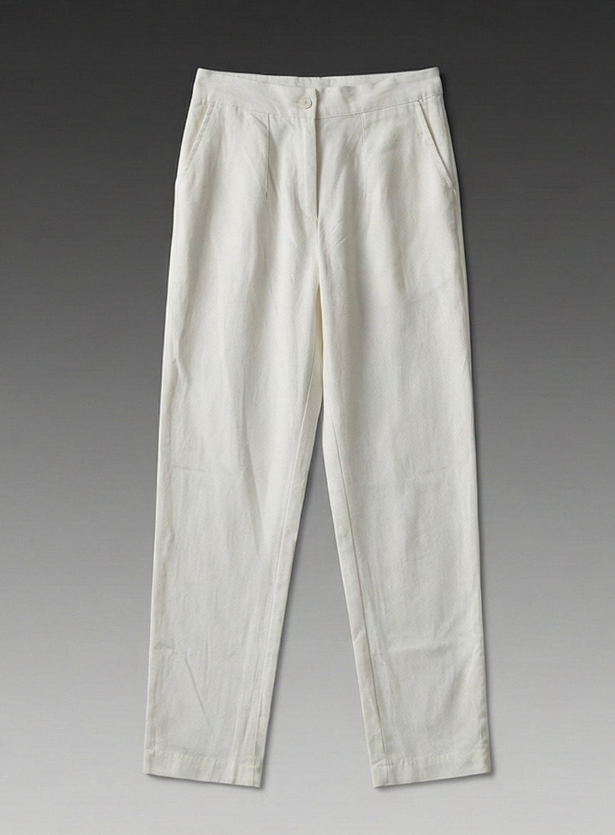 Essential Comfort: Straight-Leg Textured Cotton Trousers