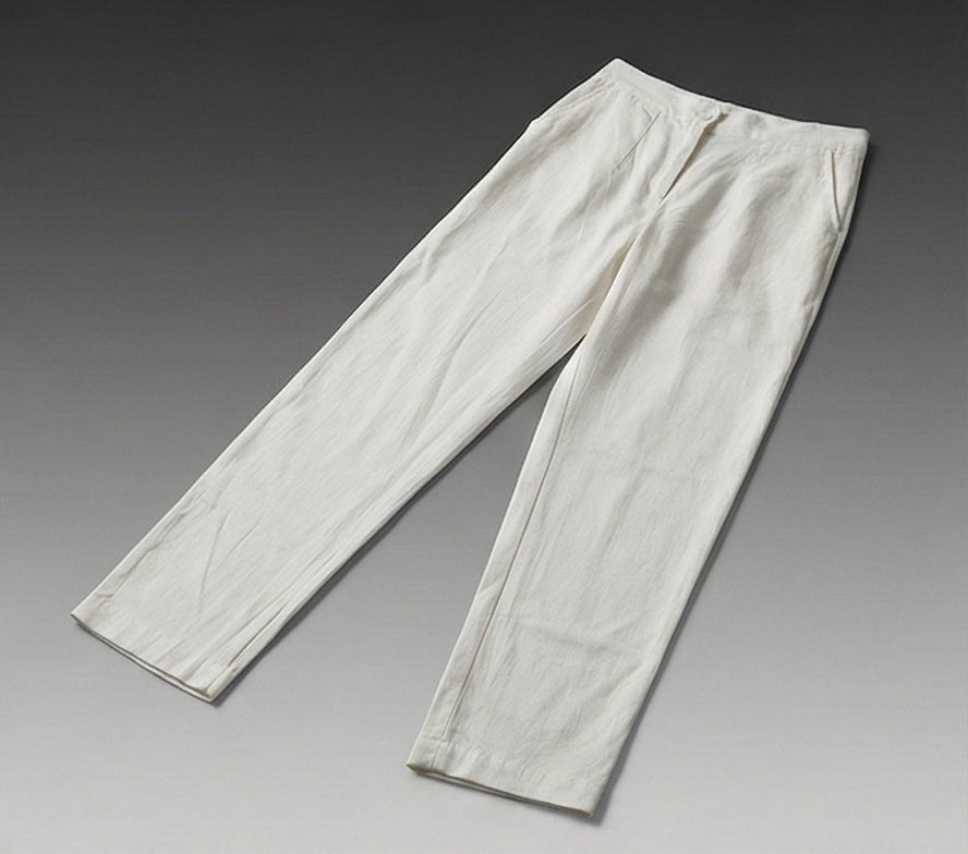 Essential Comfort: Straight-Leg Textured Cotton Trousers