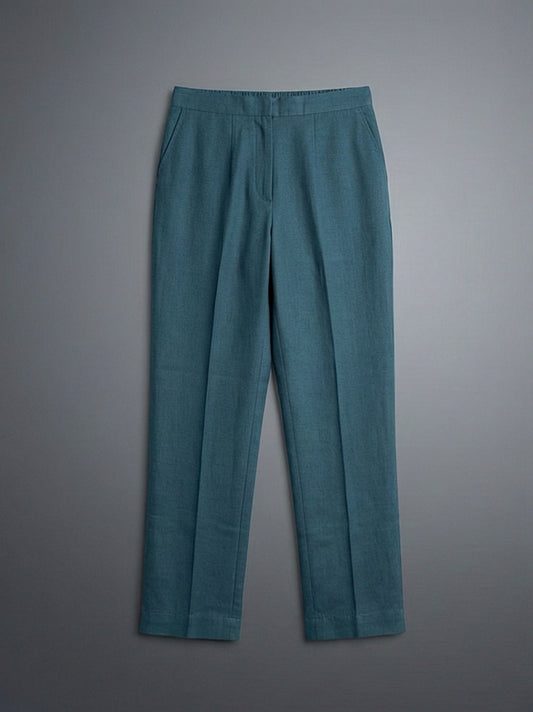 The Everyday Linen-Cotton Trousers | Tailored Comfort in Ocean Teal