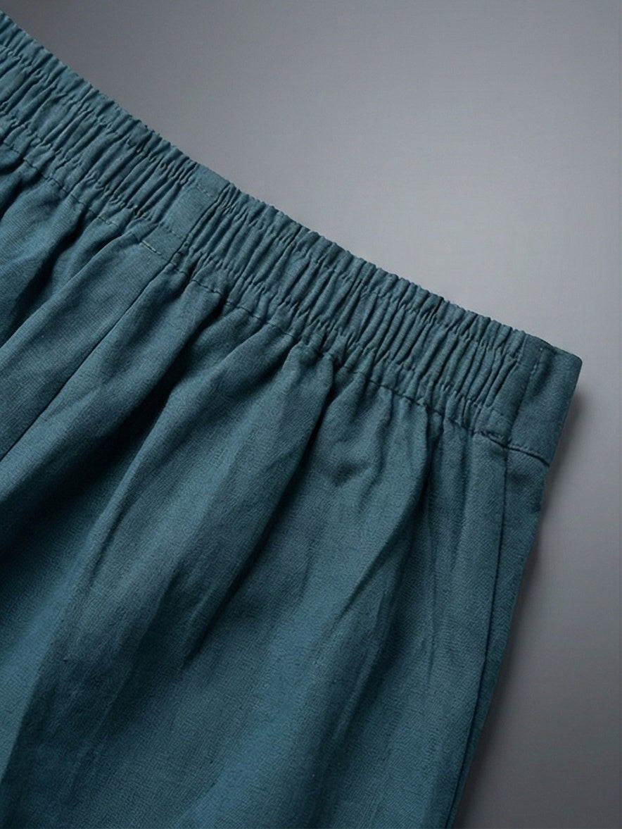 The Everyday Linen-Cotton Trousers | Tailored Comfort in Ocean Teal