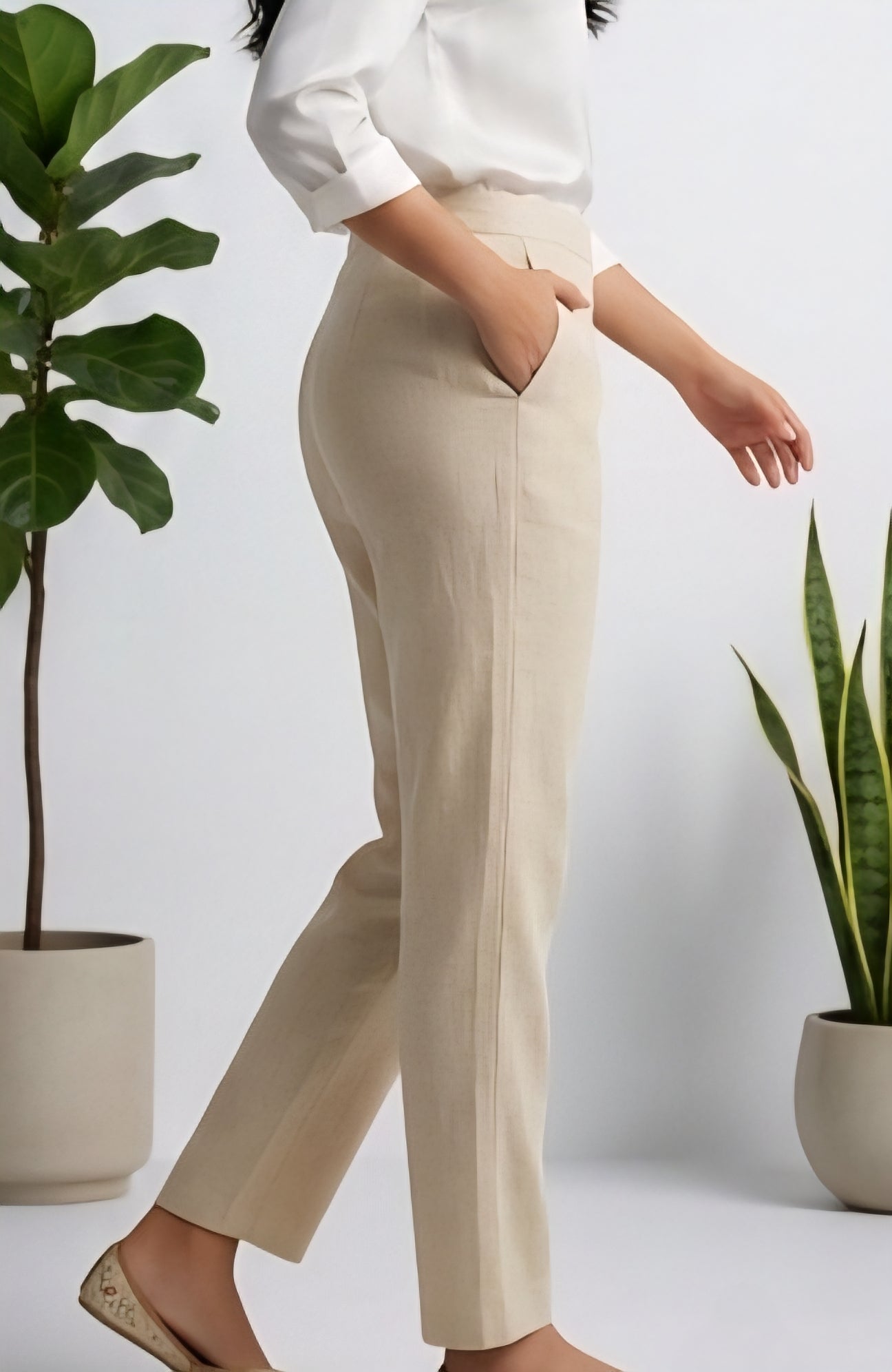 Textured Straight-Leg Cotton Trousers