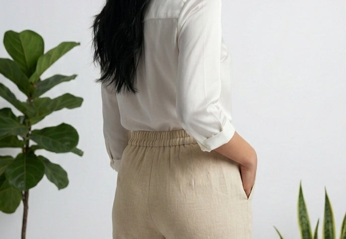 Textured Straight-Leg Cotton Trousers